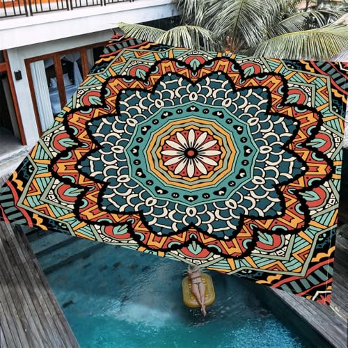 ENEN Sonnensegel Wasserdicht Quadrat Sonnensegel Balkon Sonnenschutz Schutz Windschutz Schattennetz Camping Reißfest Wetterfest für Garten Terrasse (Mandala 27,1,8x1,8m) von ENEN