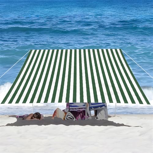 ENEN Sonnensegel Wasserdicht Rechteckig Streifen Sonnensegel Balkon Sonnenschutz UV Schutz Windschutz Schattennetz Camping Reißfest Wetterfest für Garten Terrasse (Grün,2x2m) von ENEN