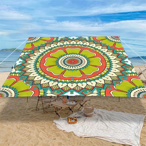 ENEN Sonnensegel Wasserdicht Rechteckig mit Ösen Sonnensegel Balkon Sonnenschutz UV Schutz Windschutz Schattennetz Camping Reißfest Wetterfest für Garten Terrasse -Ethno-Stil (Grün,2x2.4m) von ENEN