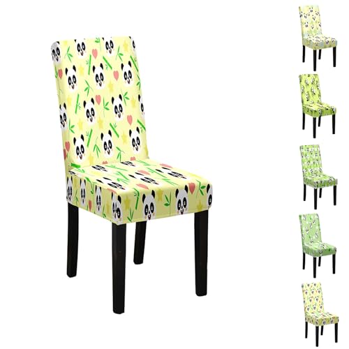 ENEN Stuhlhussen 1 4 6er Set Stretch Stuhlbezug für Esszimmerstühle, Panda Muster, Abnehmbarer Waschbarer Stühle Schutz, Hussen für Stühle, Küche, Hotel, Restaurant (Panda 1,6 Stück) von ENEN