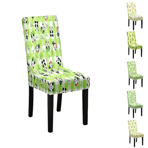 ENEN Stuhlhussen 1 4 6er Set Stretch Stuhlbezug für Esszimmerstühle, Panda Muster, Abnehmbarer Waschbarer Stühle Schutz, Hussen für Stühle, Küche, Hotel, Restaurant (Panda 3,1 Stück) von ENEN