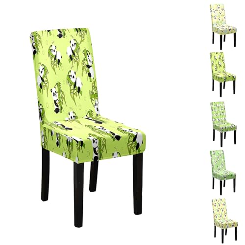 ENEN Stuhlhussen 1 4 6er Set Stretch Stuhlbezug für Esszimmerstühle, Panda Muster, Abnehmbarer Waschbarer Stühle Schutz, Hussen für Stühle, Küche, Hotel, Restaurant (Panda 4,6 Stück) von ENEN