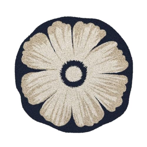 ENEN Teppich Wohnzimmer Teppich Rund Schlafzimmer, Blumenform Kurzflor Teppich Wohnzimmerteppich Waschbarer Teppich Anti-Rutsch Unterseite (100cm,A) von ENEN