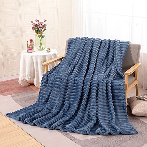 ENEN Warm Kuscheldecke Flauschig Tagesdecke Fleecedecke Flanell Decke Sofadecke Für Couch Wohndecke Wendedecke als Wohnzimmerdecke oder Sofaüberwurf (180x200cm,Rauchig blau) von ENEN