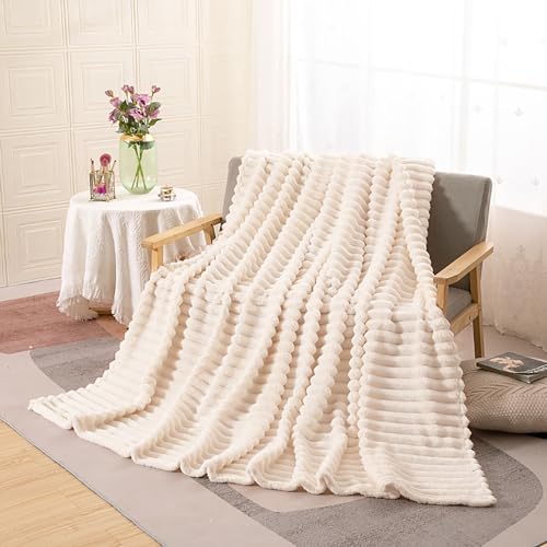 ENEN Warm Kuscheldecke Flauschig Tagesdecke Fleecedecke Flanell Decke Sofadecke Für Couch Wohndecke Wendedecke als Wohnzimmerdecke oder Sofaüberwurf (70x100cm,Beige) von ENEN