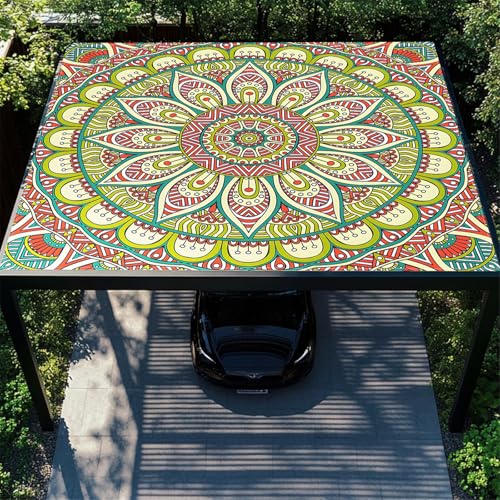 ENEN Wasserdicht Sonnensegel 1.5m/1.8m/2m Rechteckig, 3D Sonnensegel Sonnenschutz Wetterfest UV Schutz Markise Schattennetz für Terrasse Balkon Camping, 3D Mandala Klassiker (Grün,2x2m) von ENEN