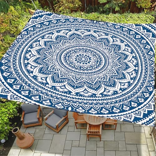 ENEN Wasserdicht Sonnensegel 1.5m/1.8m/2m Rechteckig, Sonnensegel Sonnenschutz Wetterfest UV Schutz Markise Schattennetz für Terrasse Balkon Camping, 3D Traum Mandala (Blau,2x2.4m) von ENEN