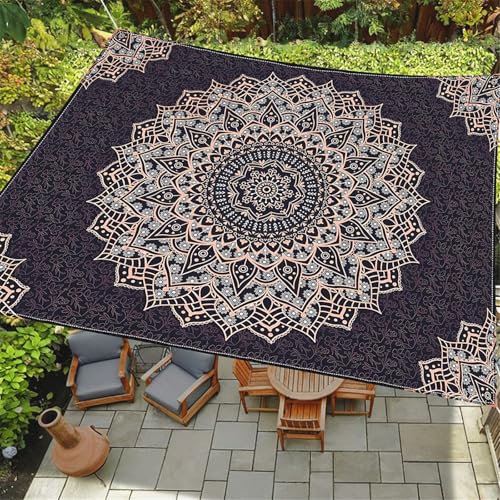 ENEN Wasserdicht Sonnensegel 1.5m/1.8m/2m Rechteckig, Sonnensegel Sonnenschutz Wetterfest UV Schutz Markise Schattennetz für Terrasse Balkon Camping, 3D Traum Mandala (Retro,1.5x1.5m) von ENEN