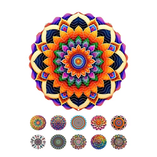 ENEN Windspiele für Draußen Hängend Metall Windspiel Garten Windmühlendekoration Leicht Drehendes Kinetic für Garten Draußen Hofkunst Balkon Wohnzimmer Korridor Yard, Buntes Mandala (Retro) von ENEN