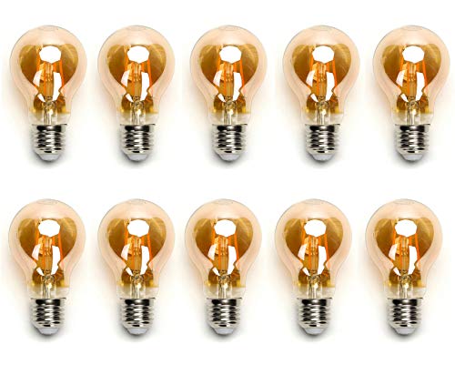 10x 8 Watt Watt E27 Edison LED Vintage Filament Glühbirne Birne Leuchtmittel Retro Nostalgie Beleuchtung A60 2200K Warmweiß von ENERGMiX
