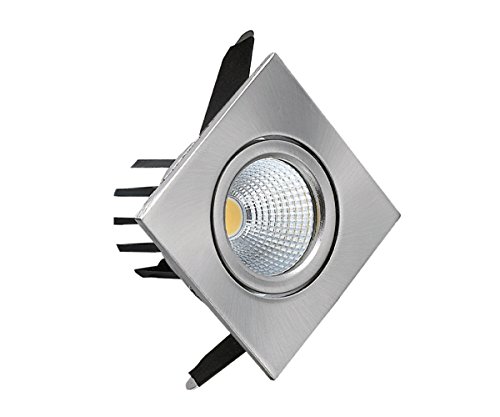 3w COB LED Einbauleuchte Spot Einbaustrahler Einbauspot Deckenleuchte Deckenlampe Eckig Chrom Rahmen 62x62mm schwenkbar inkl. Trafo Warmweiss von ENERGMiX