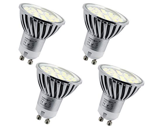 4er Set GU10 LED Spot Birne mit Schutzglas 4W 230 Volt Kaltweiß von ENERGMiX