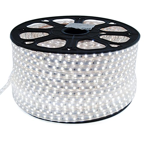 50m LED Strip Lichtband flexband Kaltweiß 230V mit 60x 5050 SMD pro Meter - weißer Hintergrund 230 Volt von ENERGMiX