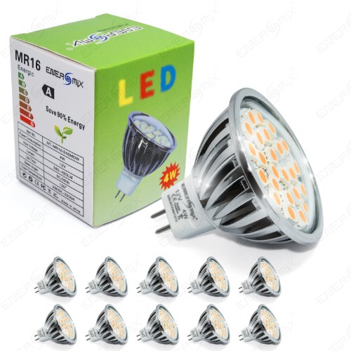 Energmix 10x MR16 GU5.3 4W 400lm Warmwei SMD LED SPOT Lampe - LED Strahler- LED Energiespar Lampe Warmlicht Mit Schutzglas 12 Volt 4 Watt, 2380-10x von Energmix