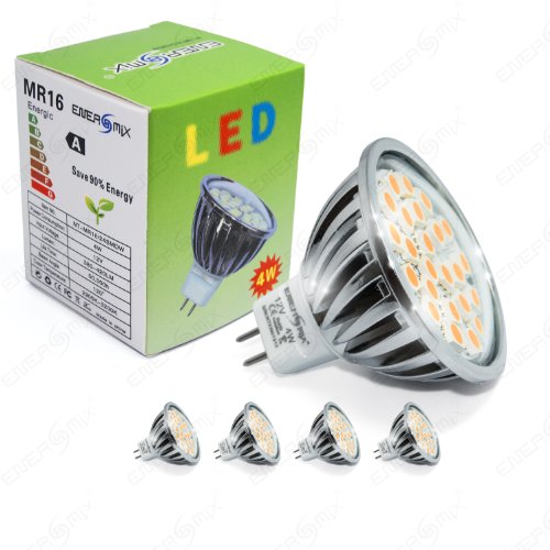 ENERGMiX 4x MR16 GU5.3 SMD LED SPOT Lampe LED Strahler Mit Schutzglas Warmweiß von ENERGMiX