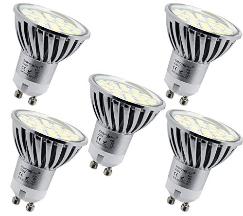 Energmix 5x GU10 LED Lampe 4W 400 lm - Warmwei LED Spot - Strahler - Leuchtmittel mit 5050 SMD LED 230 Volt 4 Watt (mit Schutzglas), 2064x5 von ENERGMiX