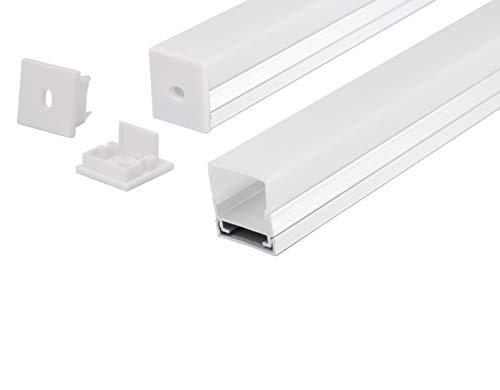 LED Alu Profil Aluminium Schiene Profilabdeckung incl. Opal -Milchig- weiß Abdeckung für Led Strips Streifen 1m Profil H von ENERGMiX