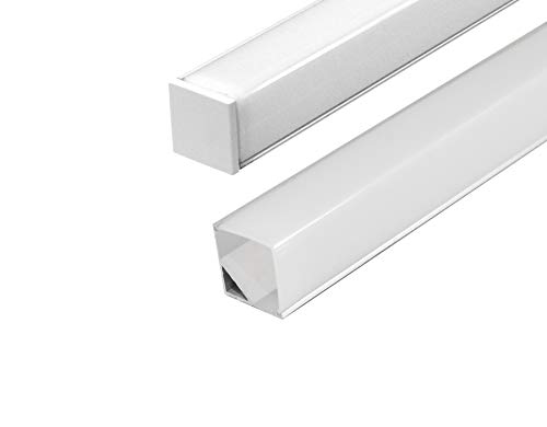 LED Alu Profil Aluminium Schiene Profilabdeckung incl. Opal -Milchig- weiß Abdeckung für Led Strips Streifen 1m Profil I von ENERGMiX