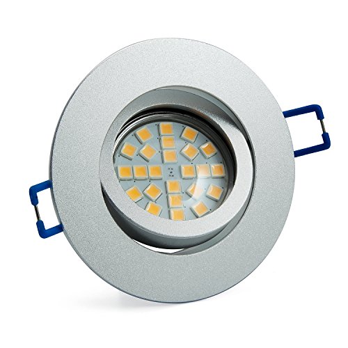 LED Einbauleuchten-Set - Rahmen Aluminium gebürstet schwenkbar / MR16 Fassung/SMD LED / 4W Warmweiß 1 Stück von ENERGMiX