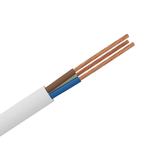Stromkabel Elektrokabel Kabel H05VV-F 3-adrig 3x0,75 Weiß 230V 1 meter von ENERGMiX