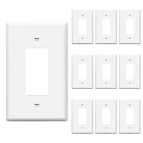 ENERLITES Dekorateur-Lichtschalter oder Buchsensteckdose, Übergröße, 1-fach, 14 x 8,9 cm, unzerbrechliches Polycarbonat-Thermoplast, UL-gelistet, 8831O-W-10PCS, Weiß (10 Stück) von ENERLITES