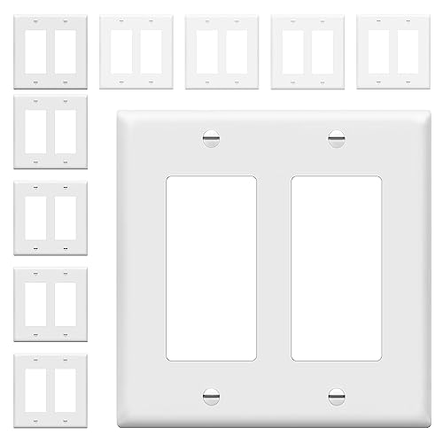 Enerlites 8832-W 2-Gang Dekorator/GFCI-Wipp-Wandplatte, Standardgröße, unzerbrechliches Polycarbonat, Weiß, 10 Stück Enerlites 8832-W 2-Gang Dekorator/GFCI-Wipp-Wandplatte, Standardgröße, unzerbrechliches Polycarbonat, Weiß, 10 Stück von ENERLITES