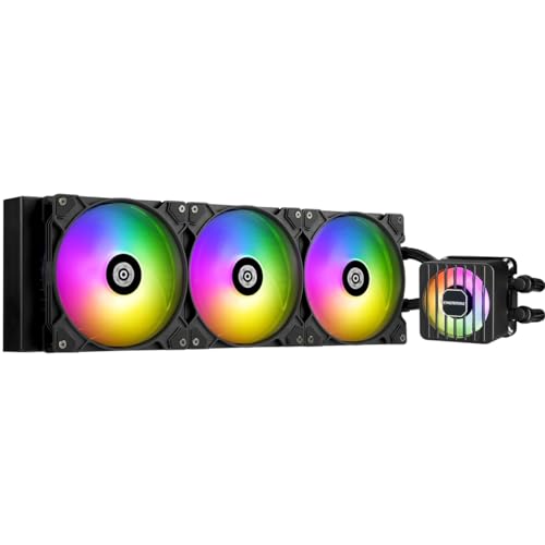 ENERMAX LIQMAXFLO 420mm CPU AIO Liquid Cooler (LGA 1700, 1200, AM5, AM4) - Xtreme Dual Chamber Pumpe- ARGB VRM Wasserblocklüfter- 420W+ TDP (3x 140 PWM ARGB Silent Flow Fan); ELC-LMF420T-ARGB, schwarz von ENERMAX