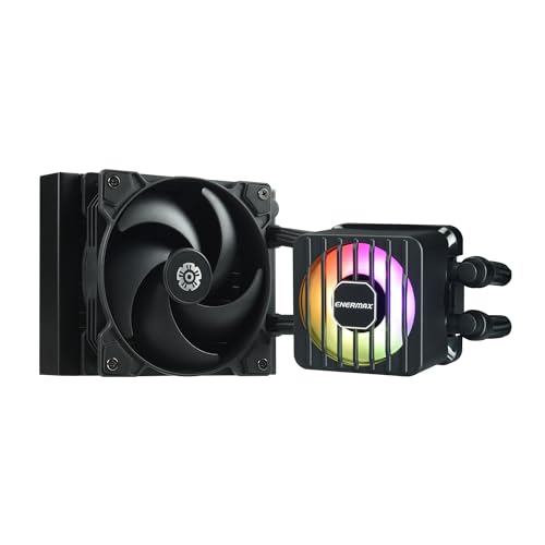 ENERMAX LIQMAXFLO SR 120mm CPU AIO Liquid Cooler (LGA 1700, 1200, AM5, AM4)- Xtreme Dual Chamber PWM Pumpe- ARGB VRM Wasserblocklüfter - 300W+ TDP (1x 120 PWM Silent Flow Fan); ELC-LMF120-SF, schwarz von ENERMAX