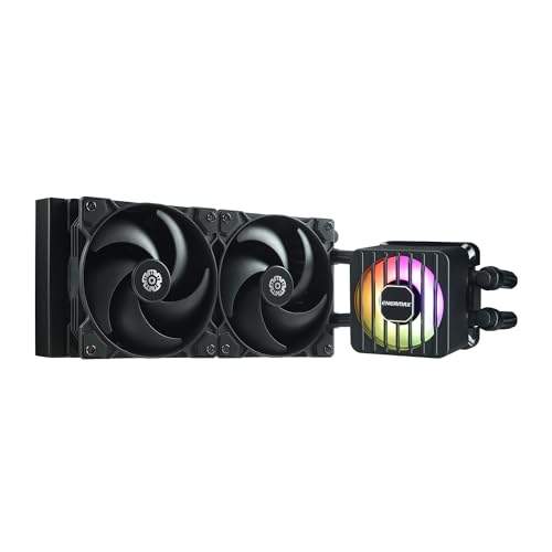 ENERMAX LIQMAXFLO SR 240mm CPU AIO Liquid Cooler (LGA 1700, 1200, AM5, AM4)- Xtreme Dual Chamber PWM Pumpe- ARGB VRM Wasserblocklüfter - 350W+ TDP (2x 120 PWM Silent Flow Fan); ELC-LMF240-SF, schwarz von ENERMAX