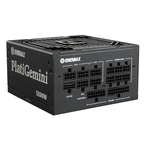 ENERMAX PlatiGemini ATX 3.1 & ATX12VO Hybrid-Netzteil 1200W 80PLUS Platinum (Vollmodulares, 12V-2x6, 60% Semi-Fanless) inkl. WireView GPU; EGN1200P von ENERMAX