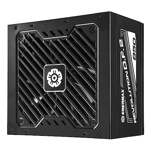 ENERMAX Revolution D.F. 2 ATX Compact Gaming&Streaming PC Netzteil 850W 80Plus Gold (Semi-Modular, Flachbandkabel, Semi-Fanless), ERS850EWT, schwarz von ENERMAX
