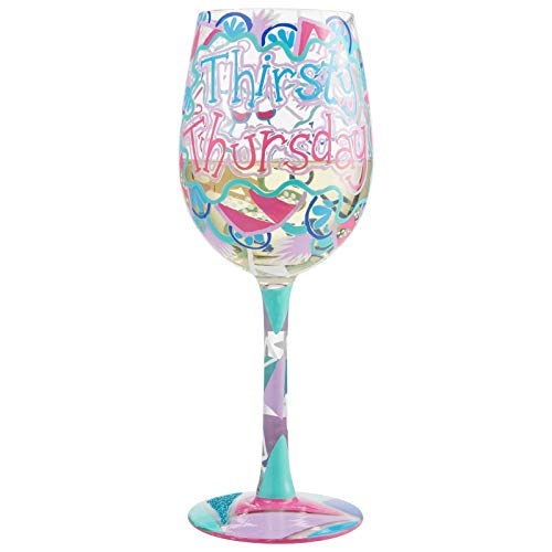 Enesco Designs by Lolita Thirsty Thursday Artisan Weinglas, handbemalt, 1 Stück, mehrfarbig von Enesco