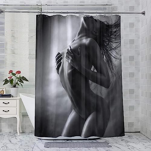 ENFETE Duschvorhang 120x200cm Nackt Duschvorhang Antischimmel Wasserdicht Sexy Damen Shower Curtains Geeignet für Badezimmer Badewanne mit 8 Kunststoffhaken von ENFETE