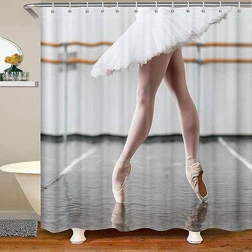 ENFETE Duschvorhang 180x180cm Ballett Duschvorhang Antischimmel Wasserdicht Tanz Shower Curtains Geeignet für Badezimmer Badewanne mit 12 Kunststoffhaken von ENFETE