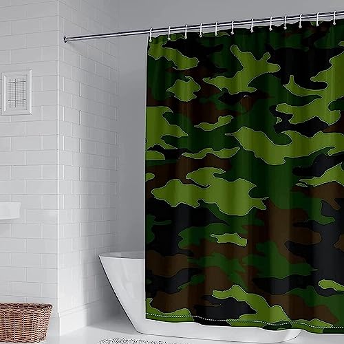 ENFETE Duschvorhang 180x200cm Camouflage Duschvorhang Antischimmel Wasserdicht Niños Shower Curtains Geeignet für Badezimmer Badewanne mit 12 Kunststoffhaken von ENFETE