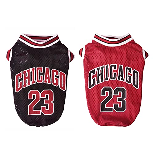 2 Stücke Basketball Hundehemd T-Shirts Sommerkleidung,Mesh-Tuch Weich und atmungsaktiv Weste Schweißhemd(HEHO7-1 S) von ENGEL WEMANG
