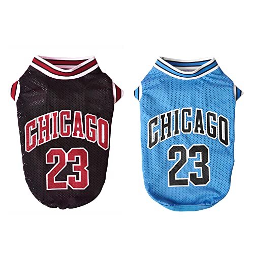 2 Stücke Basketball Hundehemd T-Shirts Sommerkleidung,Mesh-Tuch Weich und atmungsaktiv Weste Schweißhemd(HELA7-1 S) von ENGEL WEMANG