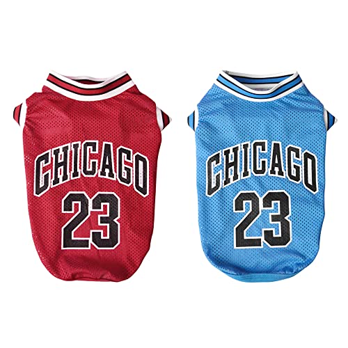 2 Stücke Basketball Hundehemd T-Shirts Sommerkleidung,Mesh-Tuch Weich und atmungsaktiv Weste Schweißhemd(HOLA7-1 5XL) von ENGEL WEMANG