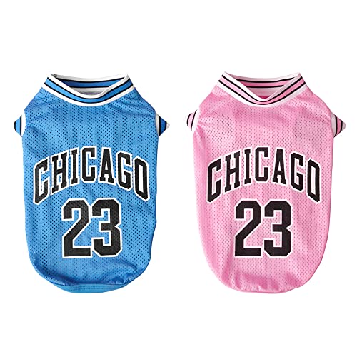 2 Stücke Basketball Hundehemd T-Shirts Sommerkleidung,Mesh-Tuch Weich und atmungsaktiv Weste Schweißhemd(LAFE7-1 XL) von ENGEL WEMANG