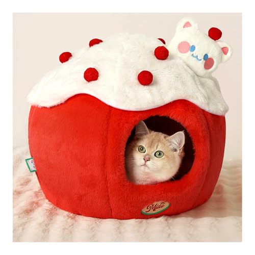 ENGEL WEMANG Katzenbett Geeignet für Winterfeste warmes Katzenbett (Rot, 45x45x38cm Gewicht unter 7,5 kg) von ENGEL WEMANG
