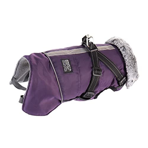 Hunderegenmantel Warme Hunde Mantel Wasserdichter Hundemantel mit Reflektoren und Riemen (Violett XL) von ENGEL WEMANG