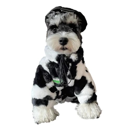 Hundeweste,Kleine und mittlere Hunde Mode warme Jacke aus künstlichem Pelz, warm und weich Schwarz-weiße Jacke XS von ENGEL WEMANG