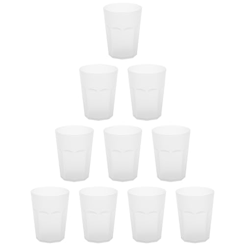 ENGELLAND - 10 x Plastikbecher, Trinkbecher, Weiß, Frostoptik, 400 ml, Eichstrich, bruchfest, stapelbar, Mehrweg, Kunststoff, wiederverwendbar, Party-Becher, Trink-Glas von ENGELLAND