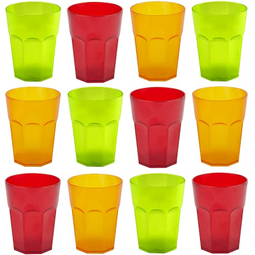ENGELLAND 12x Kunststoff-Becher Trink-becher Party-Becher Trink-Gläser Mehrweg Camping-Geschirr Plastik-Becher Bunt 0,4l von ENGELLAND