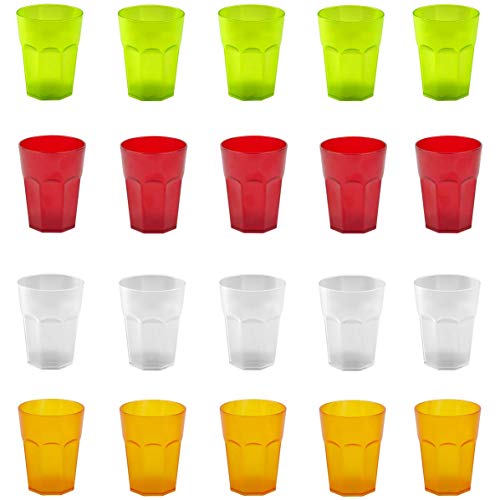 ENGELLAND 20x Kunststoffbecher Trinkbecher Party-Becher Plastik Trink-Gläser Mehrweg Coktailbecher Bunt transparent 0,4l von ENGELLAND