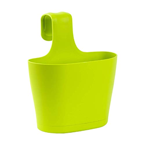 ENGELLAND 1 x Blumentopf zum Auf-Hängen, Geländertopf, Grün, Hängetopf, Balkon-Kasten, oval, Übertopf, Pflanzkasten, mit Wasserspeicher/Wasserauffangschale, 2,8 Liter von ENGELLAND