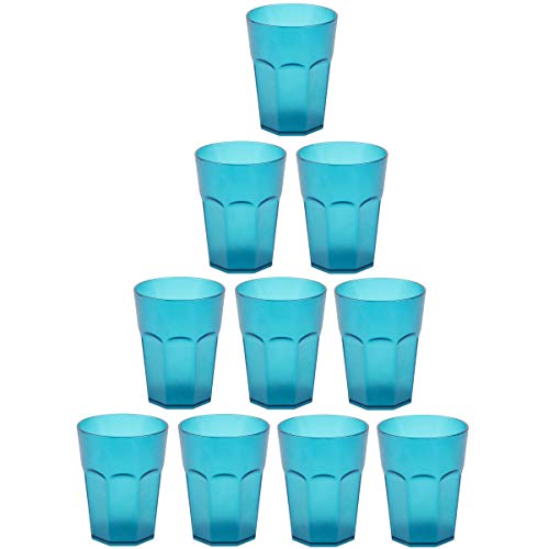 ENGELLAND - 10 x Plastikbecher, Trinkbecher, Türkis, Cocktailbecher, 250 ml, mit Eichstrich, stapelbar, Mehrweg, Kunststoff, Frostoptik, wiederverwendbar, Party-Becher, Trink-Glas von ENGELLAND