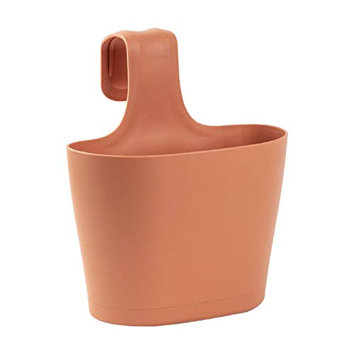 ENGELLAND 1 x Blumentopf zum Auf-Hängen, Geländertopf, Rotbraun, Hängetopf, Balkon-Kasten, oval, Übertopf, Pflanzkasten, mit Wasserspeicher/Wasserauffangschale, 2,8 Liter von ENGELLAND