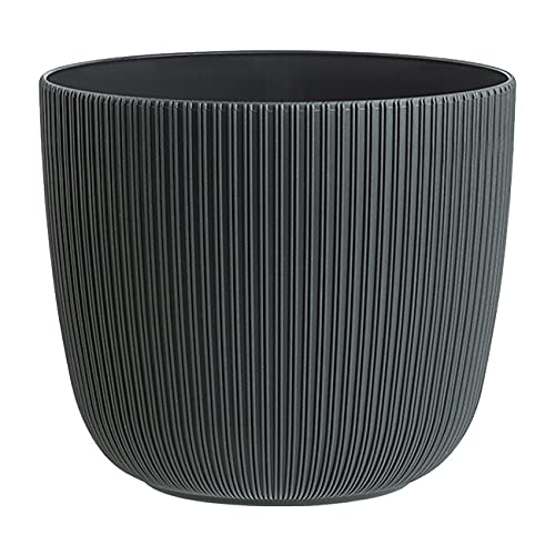 Engelland - 1 x Blumentopf mit Drainagesystem, Anthrazit-Grau, Rillenoptik, Pflanz-Topf, Kübel, modern, widerstandsfähig, rund, wetterfest, Kunststoff, Ø 29 cm, 13 Liter Engelland - 1 x Blumentopf mit Drainagesystem, Anthrazit-Grau, Rillenoptik, Pflanz-Topf, Kübel, modern, widerstandsfähig, rund, wetterfest, Kunststoff, Ø 29 cm, 13 Liter von Engelland