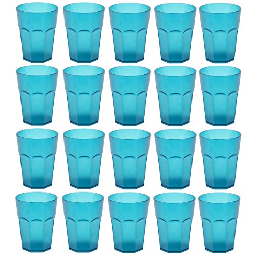 ENGELLAND - 20 x Plastikbecher, Trinkbecher, Türkis, Cocktailbecher, 250 ml, mit Eichstrich, stapelbar, Mehrweg, Kunststoff, Frostoptik, wiederverwendbar, Party-Becher, Trink-Glas von ENGELLAND